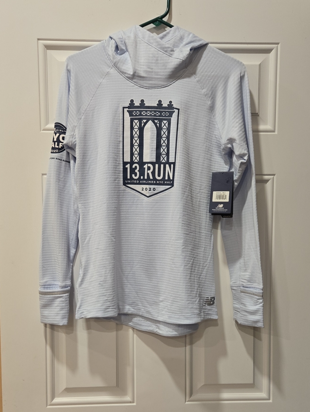 New Balance Light Blue 13.1 Run Hooded Long Sleeve Top